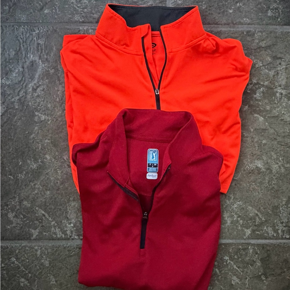 Champion & PGA Tour 1/4 Zip Pullovers Golf Shirts — set of 2